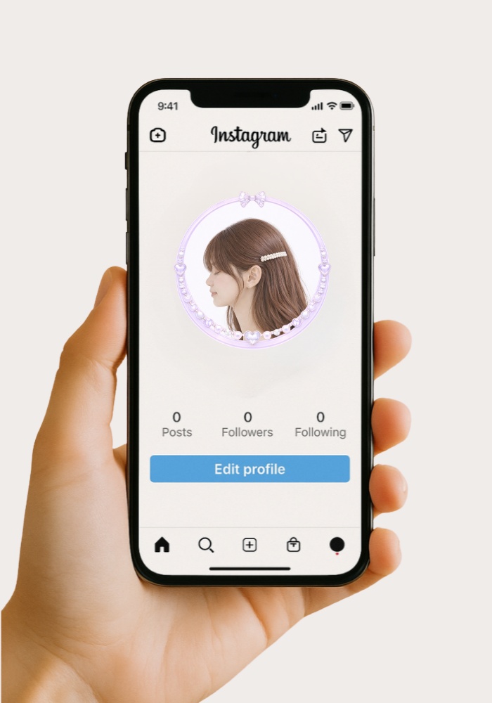 【アイコンリング】淡色フェミニン ハート&パール アイコンリング 4点セット|シンプル姫・上品ガーリー|透過PNG