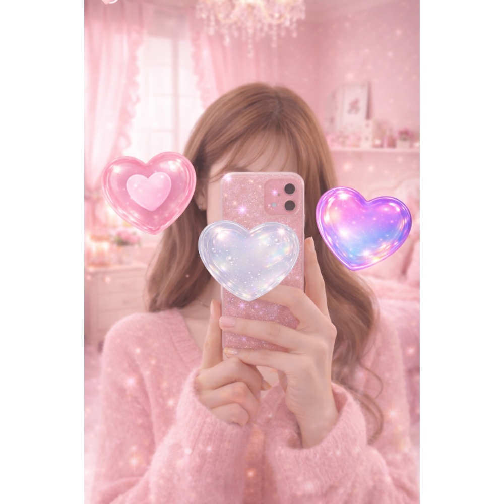 【ハート素材】きらめくゼリー&ガラス風ハート 12点セット|透過PNG|アイコン・配信・装飾用