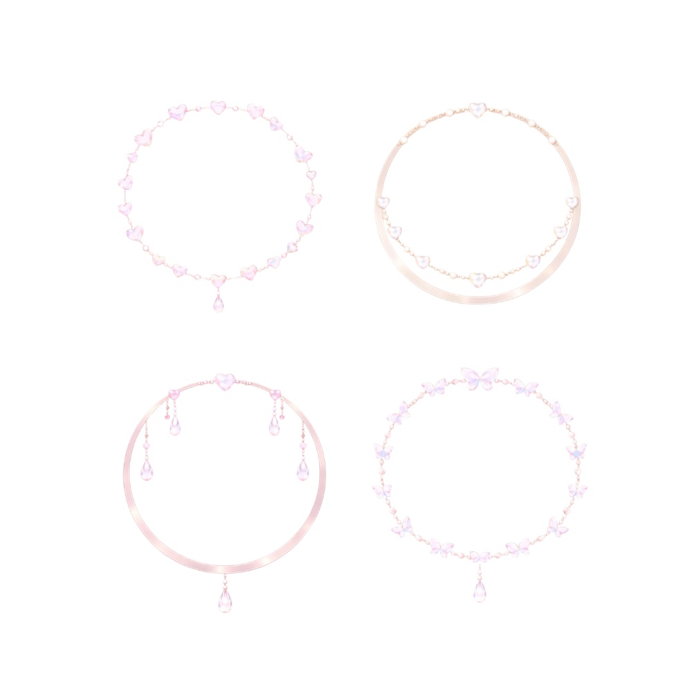 【アイコンリング】パステルハート&ドロップ リング4点セット|フェミニン・透明感・配信用アイコンフレーム