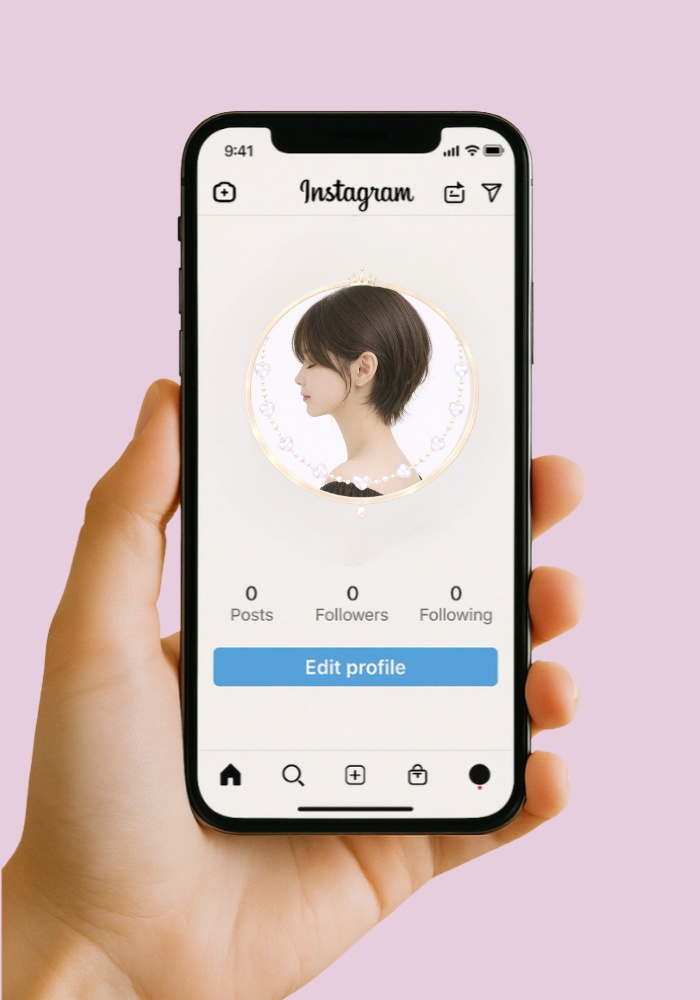 【アイコンリング】フェミニンジュエリー・ハート&クラウン 4点セット|透明感ガラス・パール風|配信・SNSアイコン用
