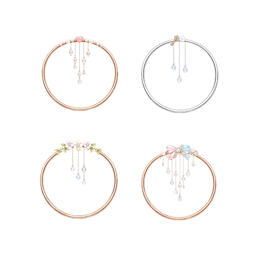 【アイコンリング】パール&パステルチャーム アイコンリング4点セット|上品ガーリー・透明感