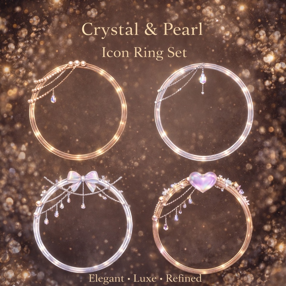 【アイコンリング】クリスタルパール アイコンリング4点セット｜上品・透明感・ジュエリー風