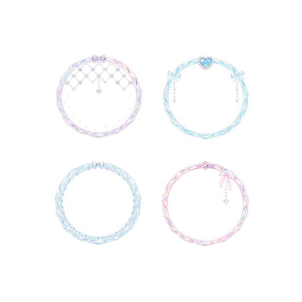 【アイコンリング】Aurora Crystal Veil|都会的パステル・上品アイコンリング4点セット