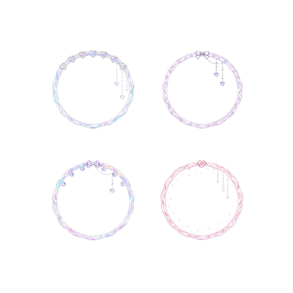 【アイコンリング】オーロラハート・クリスタルヴェール|清楚系アイコンリング4点セット