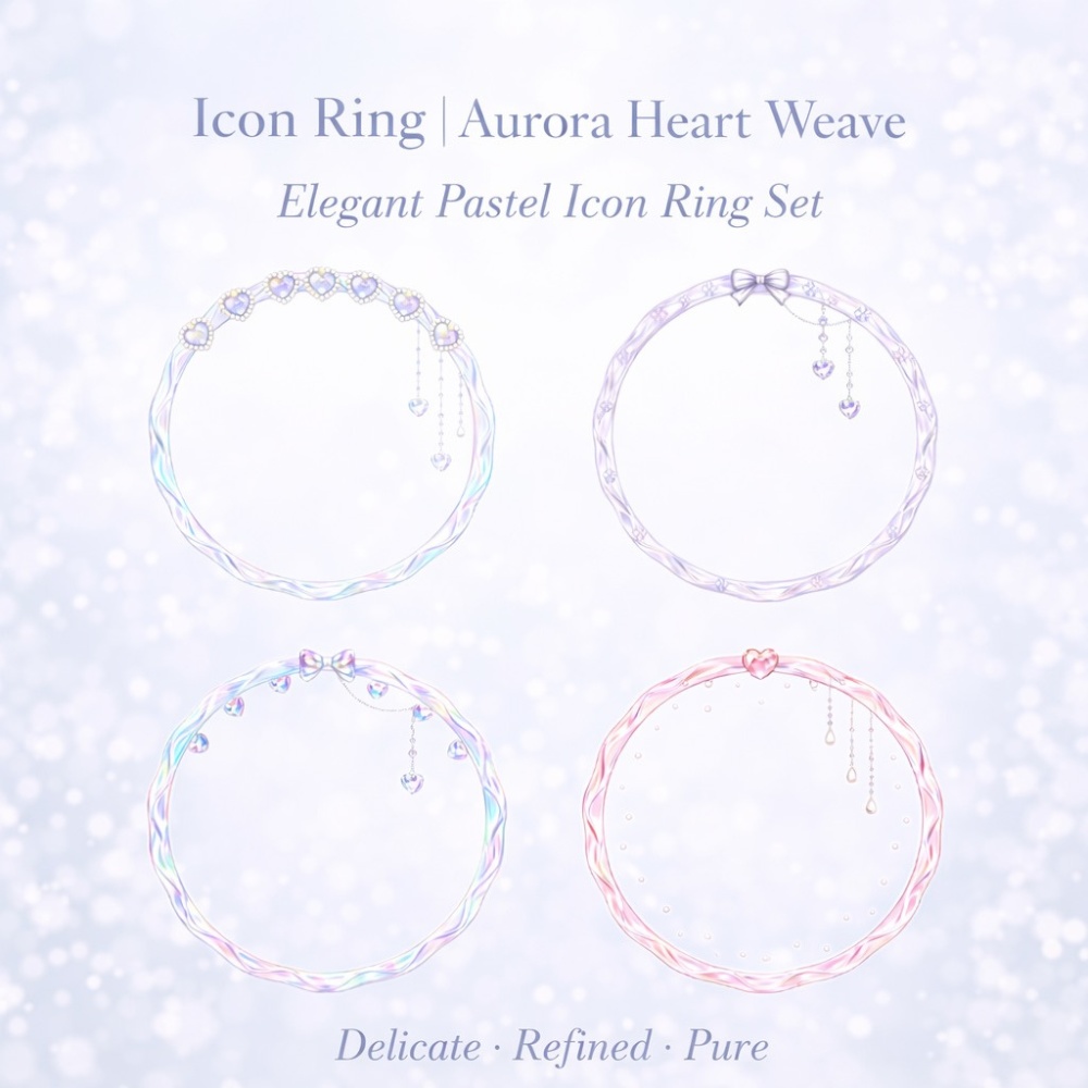 【アイコンリング】オーロラハート・クリスタルヴェール｜清楚系アイコンリング4点セット
