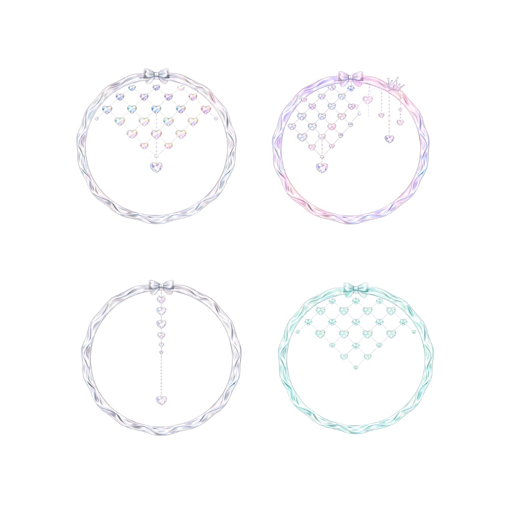 【アイコンリング】オーロラハート・メッシュヴェール|清楚ガーリー アイコンリング4点セット
