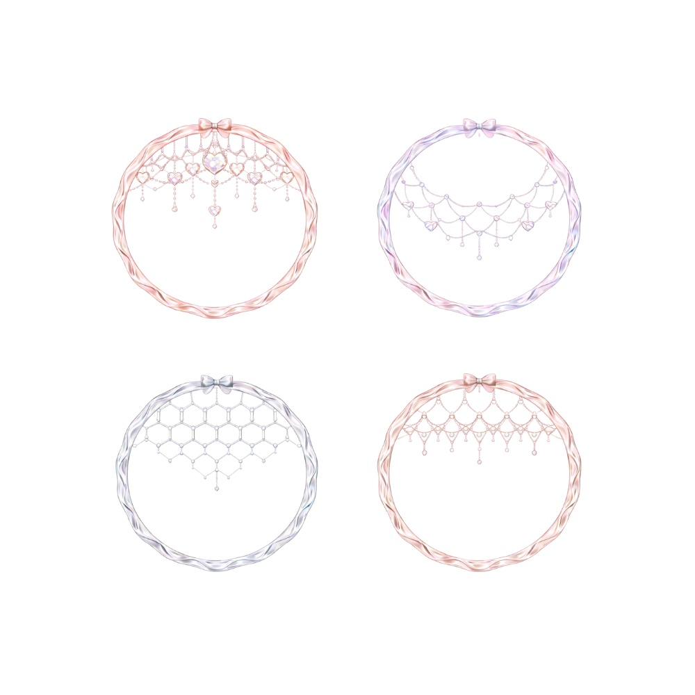【アイコンリング】オーロラレース・ハートヴェール|清楚ガーリーなアイコンリング4点セット