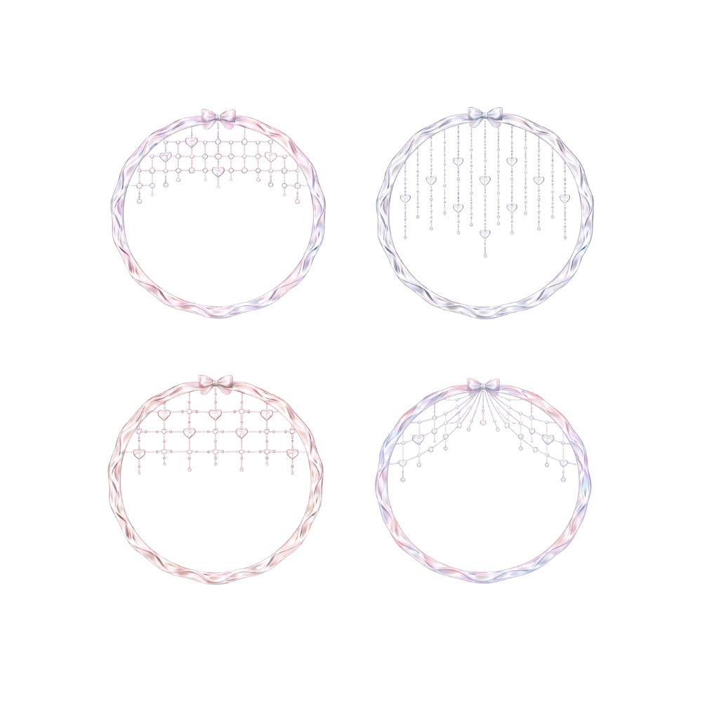 【アイコンリング】オーロラハート・チェーンヴェール|上品シンプルなアイコンリング4点セット