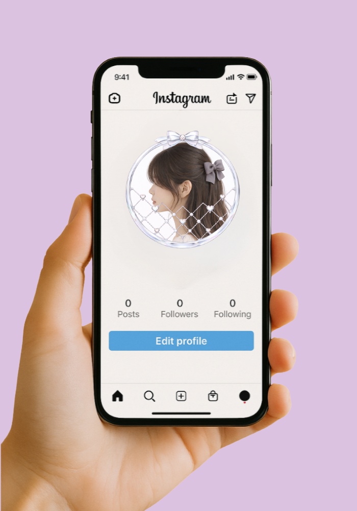 【アイコンリング】クロスタルハート4点セット|繊細ガーリー 透過PNG