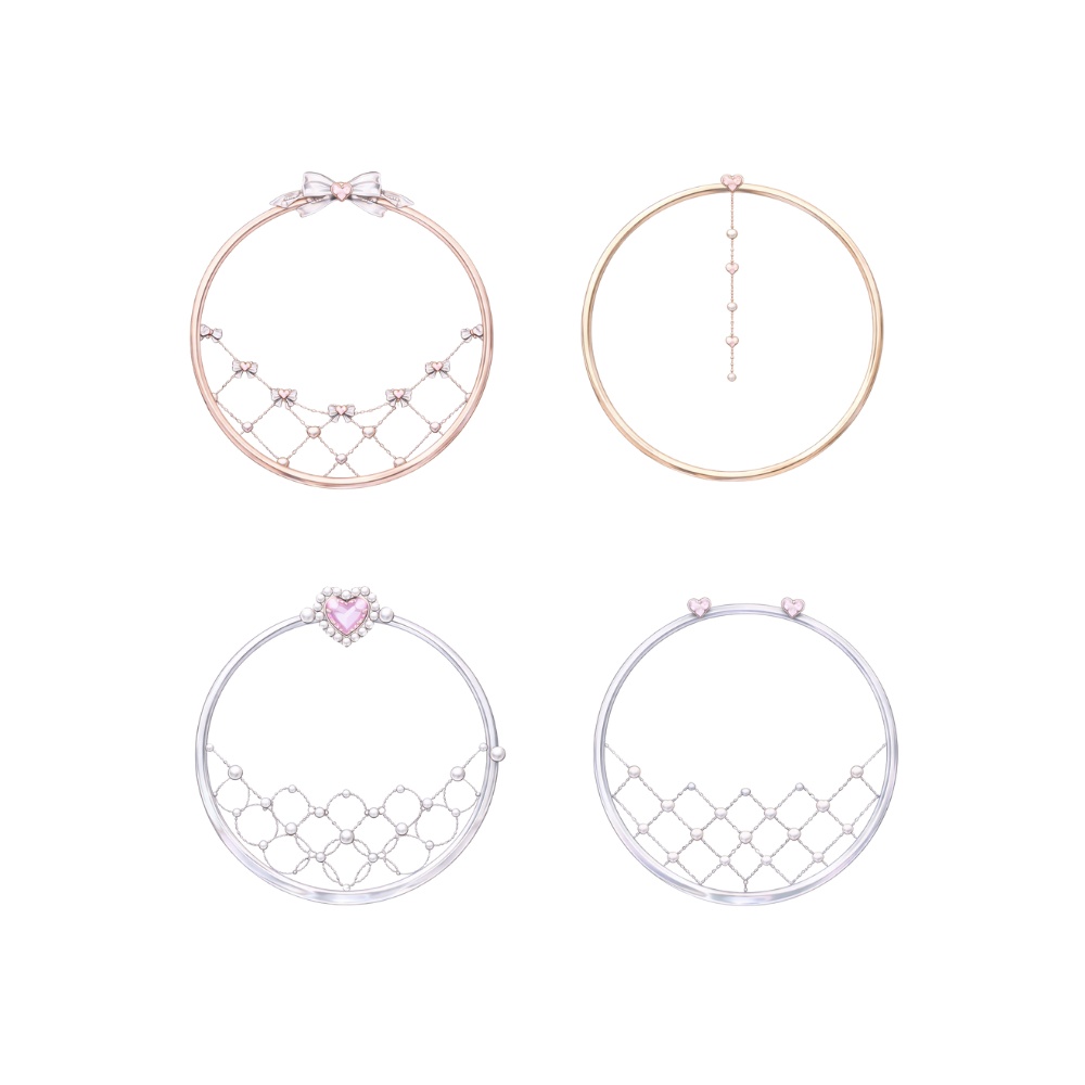 【アイコンリング】透過PNG|ガーリーモード レース&ハート アイコンリング4点セット