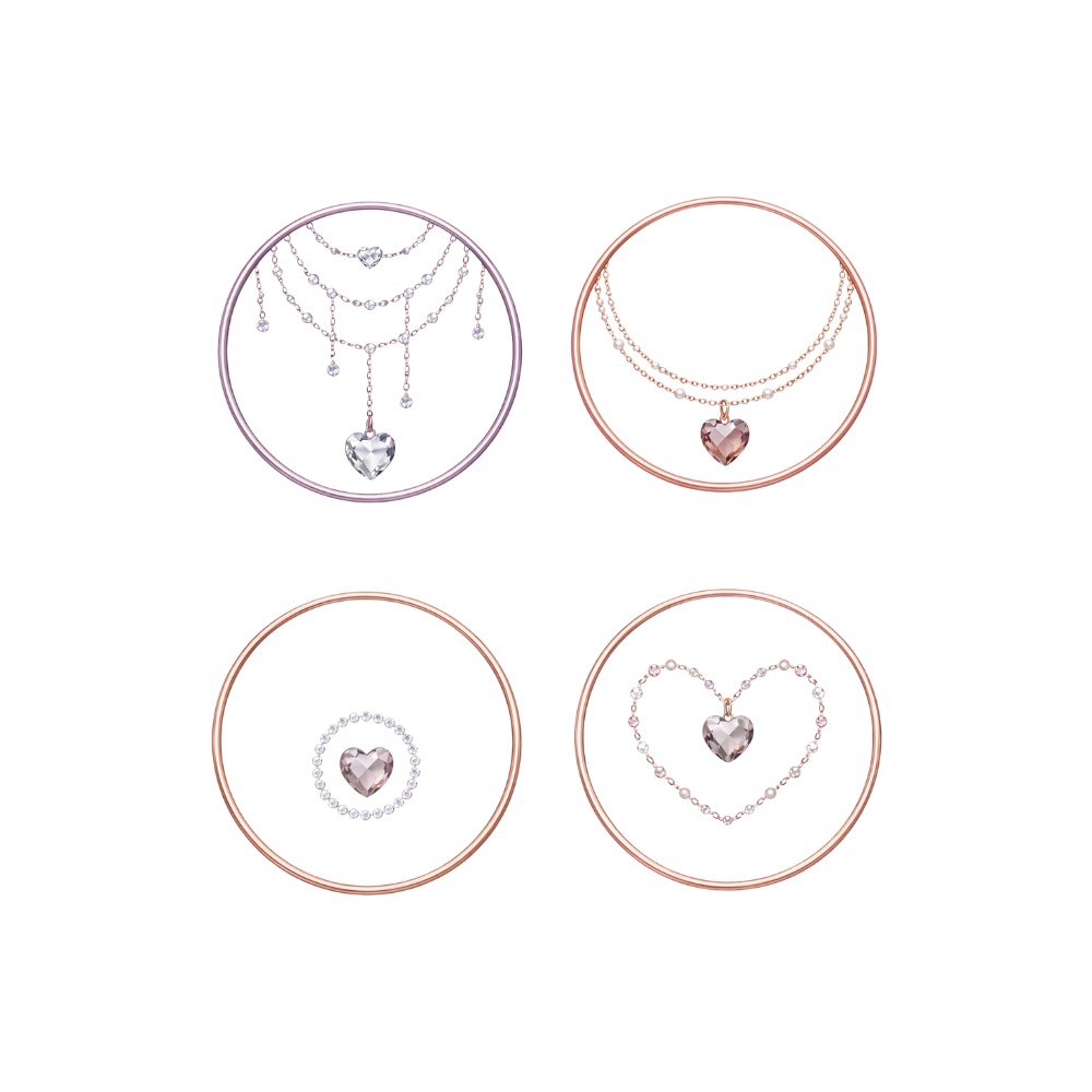 【アイコンリング】透過PNG|ハートジュエル&チェーン アイコンリング4点セット