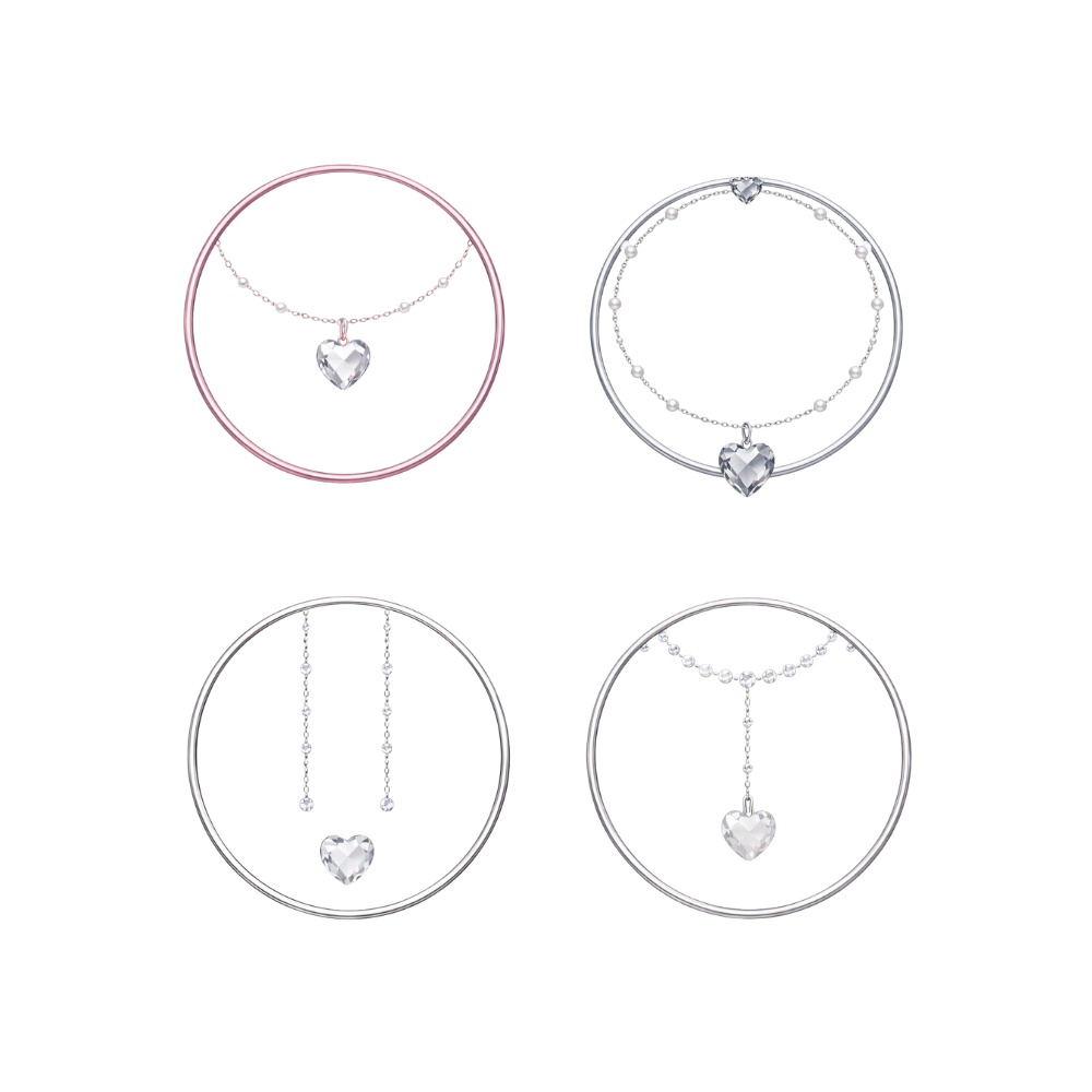 【アイコンリング】透過PNG|クリアハート&ミニマルチェーン アイコンリング4点セット