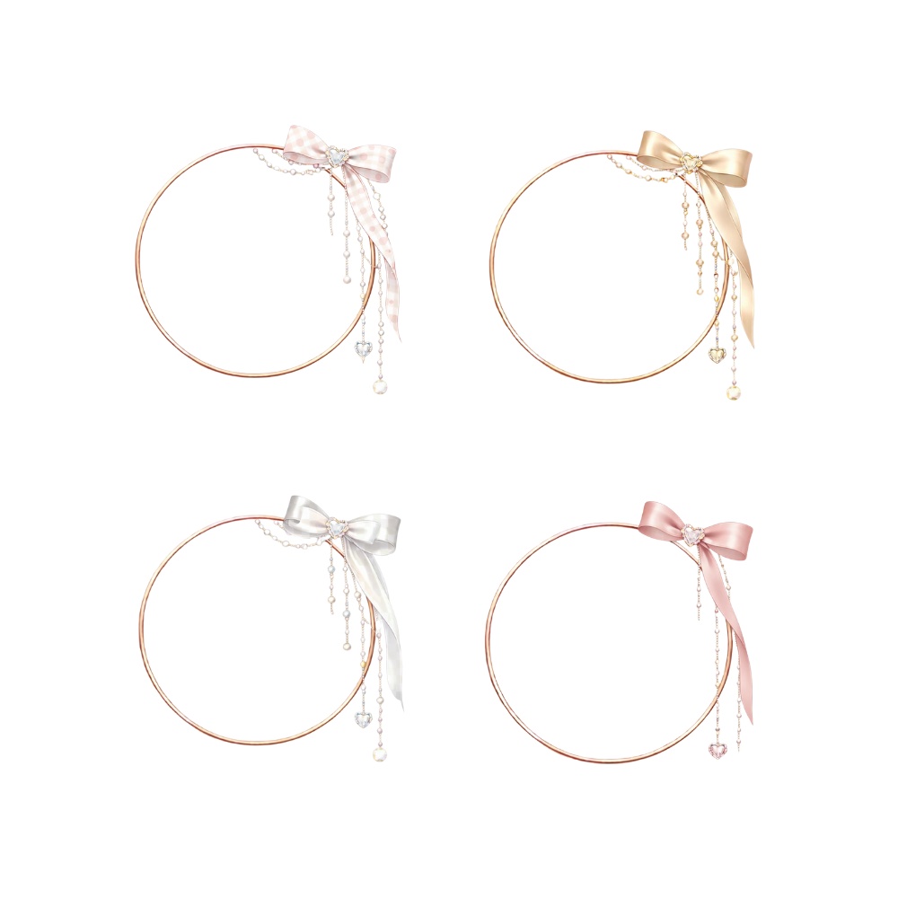 【アイコンリング】リボンとパールの上品アイコンリング4点セット|透過PNG