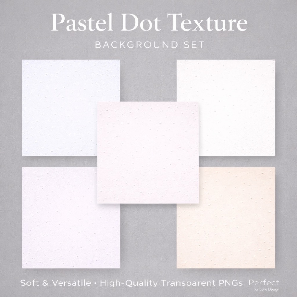【背景素材】淡色ドットエンボス背景 5色セット|パステル・清楚・上品|透過PNG・正方形・SNS対応