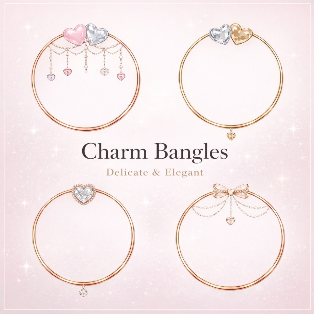 【アイコンリング】ハートジュエル×華奢チェーン アイコンリング4点セット｜透過PNG