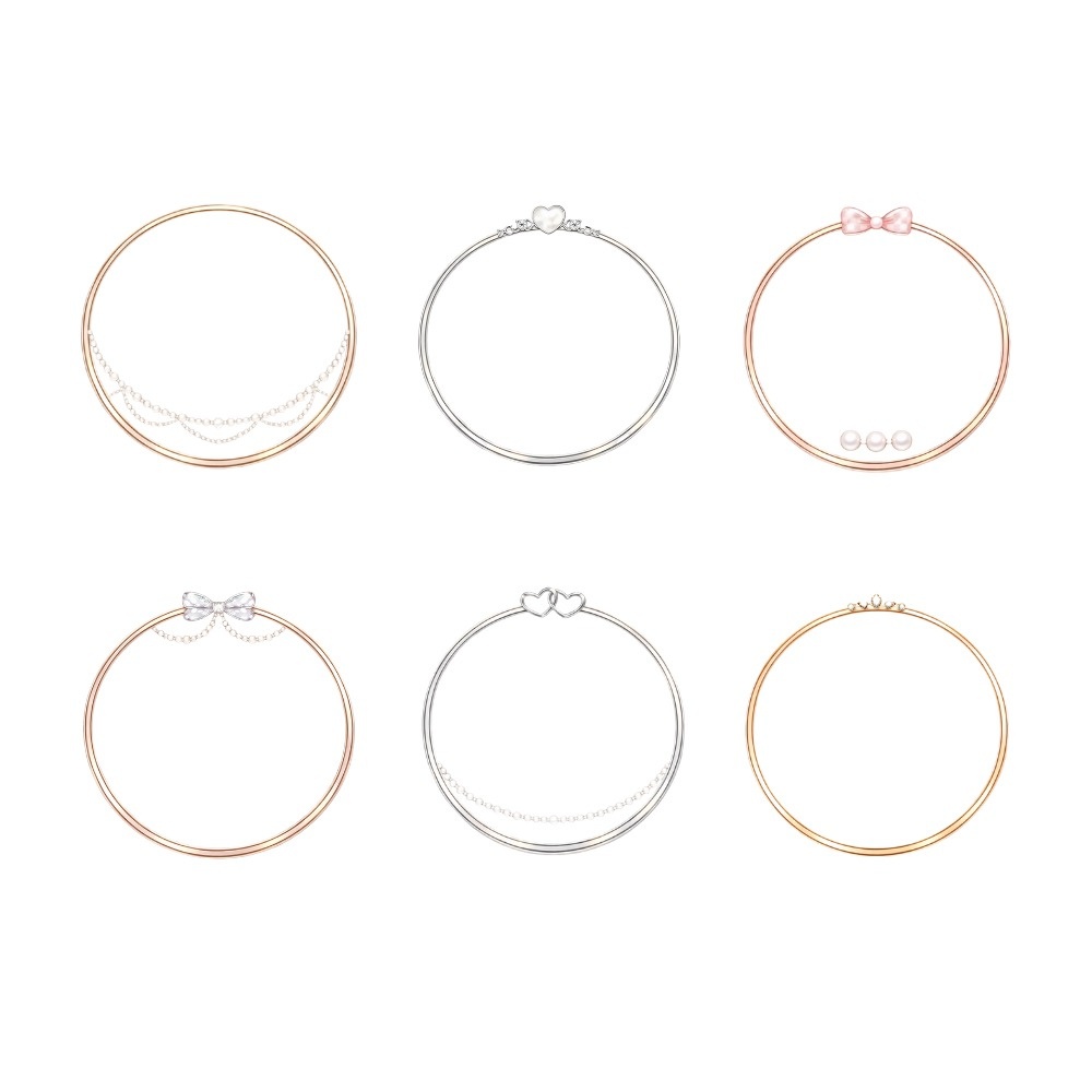 【アイコンリング】ミニマル装飾・上品ベーシック アイコンリング6点セット|透過PNG。