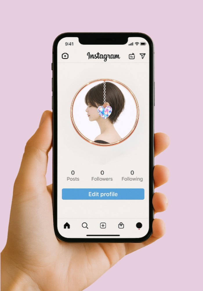 【アイコンリング】ハート宝石ドロップ4点セット|透明感ジュエリー|透過PNG