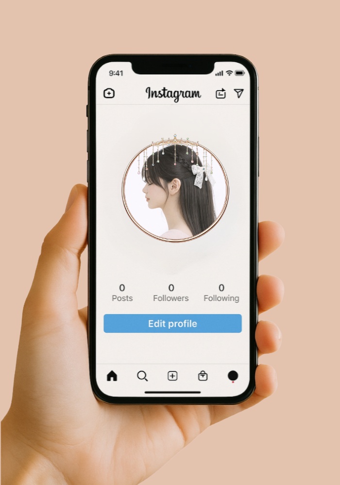 【アイコンリング】オーロラ王冠&多連ドロップ4点セット|幻想プリンセスデザイン|透過PNG