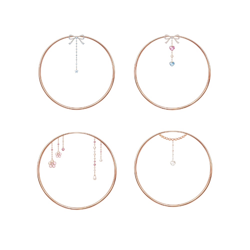 【アイコンリング】リボン×縦垂れチャーム 上品ガーリー4点セット|透過PNG