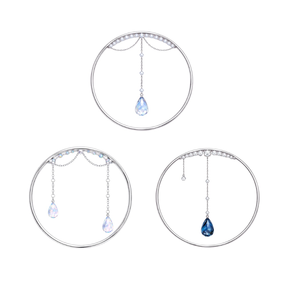 【アイコンリング】氷ブルードロップ揺れ装飾3点セット|透過PNG