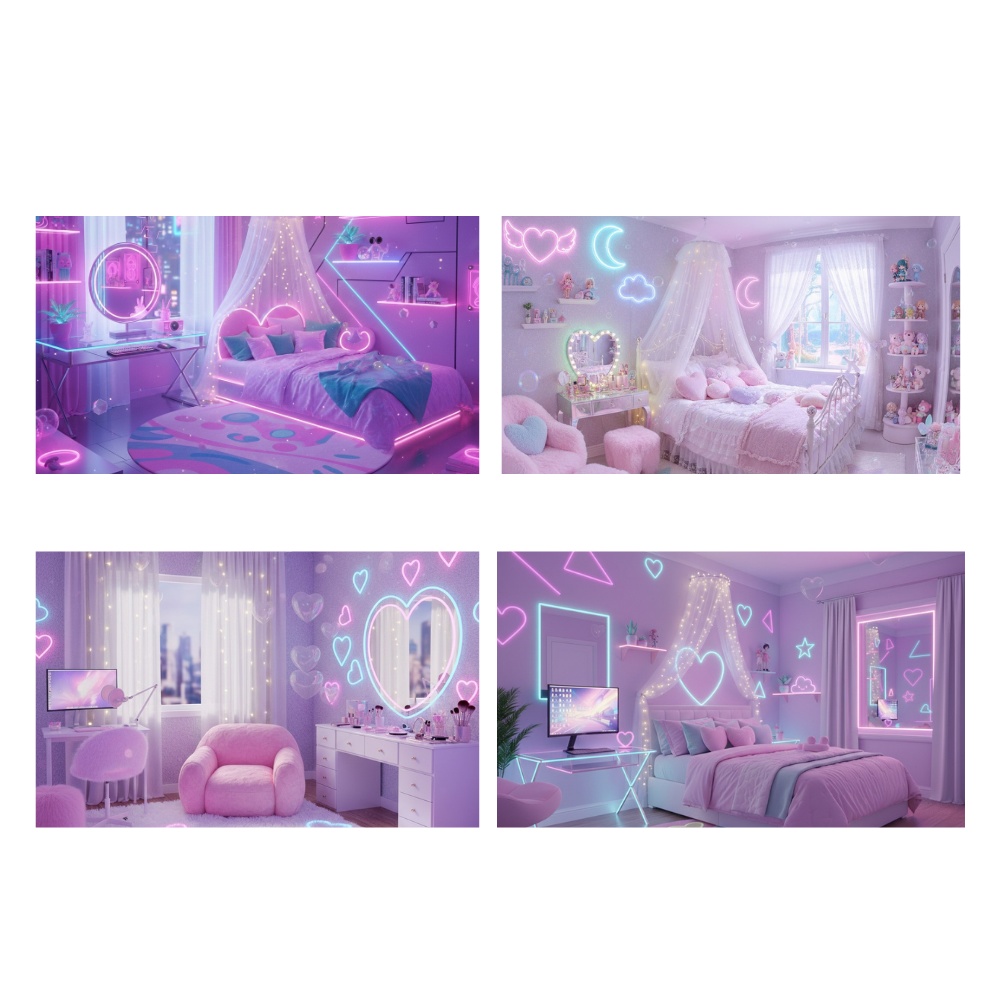 ネオンゆめかわ姫ルーム背景4点セット