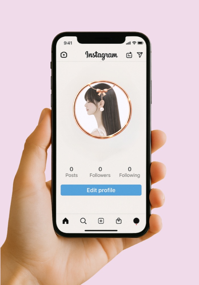 【アイコンリング】ローズゴールド上品ドロップ4点セット|繊細リボン&ハート装飾|透過PNG