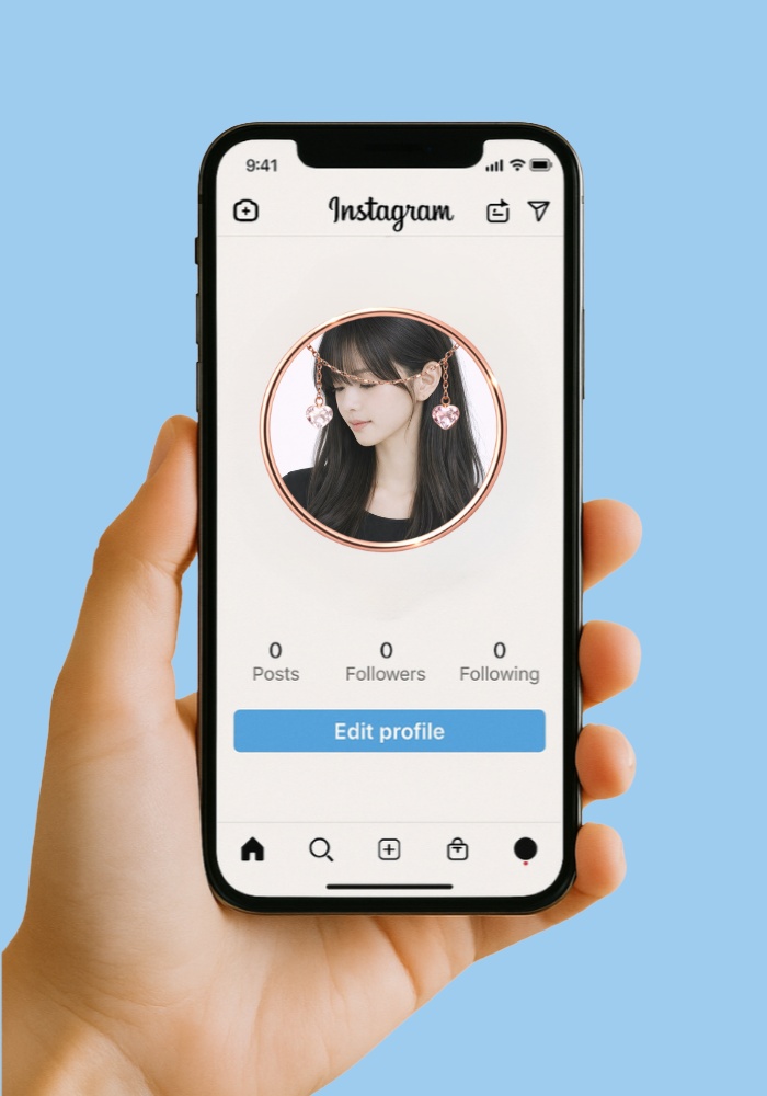 【アイコンリング】ローズゴールド上品ドロップ4点セット|繊細リボン&ハート装飾|透過PNG