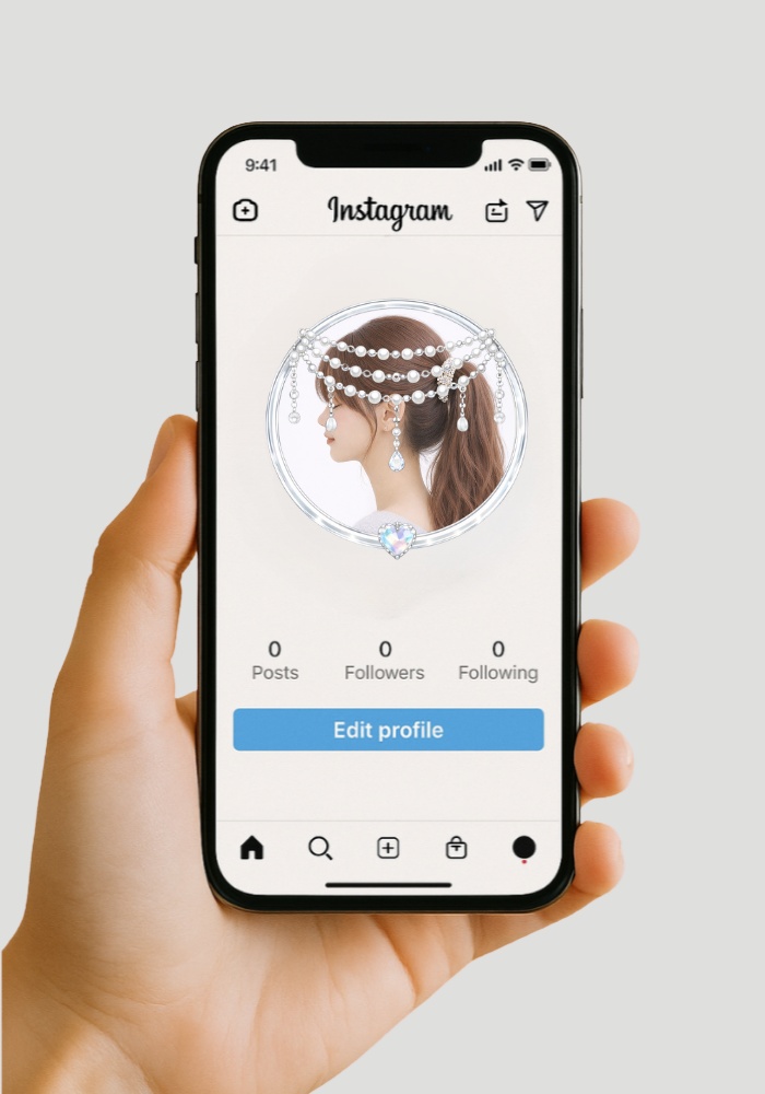 【アイコンリング】ガラス×パール姫デコ4点セット|うるちゅる宝石デザイン|透過PNG。