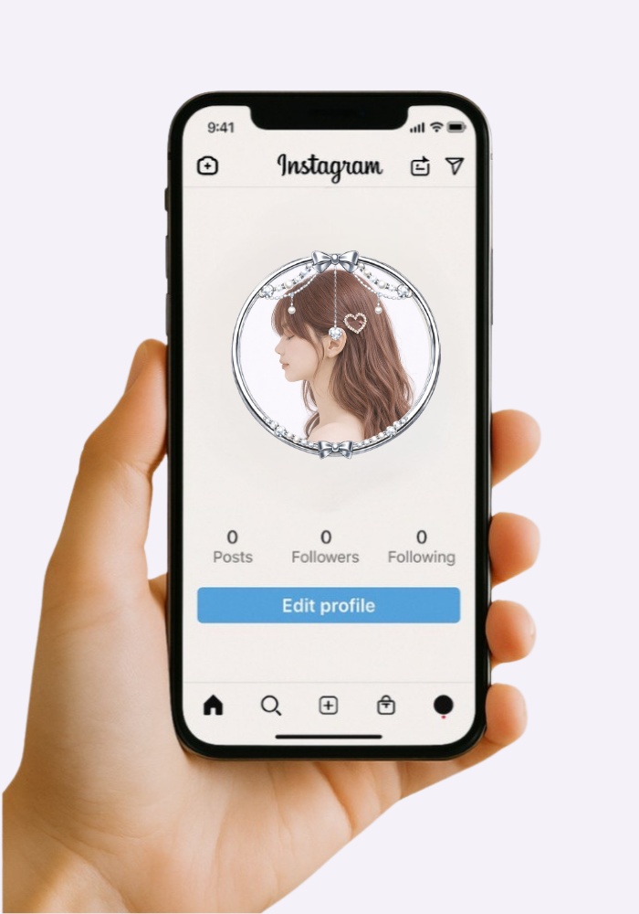 【アイコンリング】シルバープリンセス装飾4点セット 透過PNG。上品リボン&クラウン