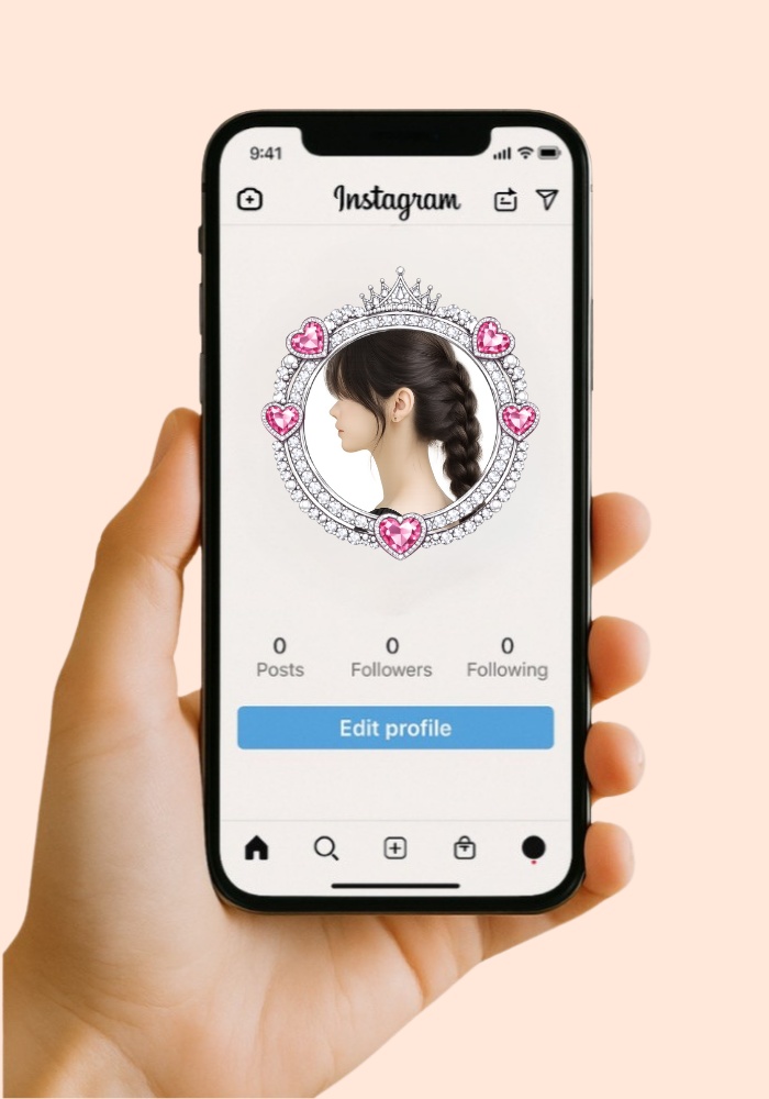 【アイコンリング】ピンクハート&リボン姫リング3点セット 透過PNG。ティアラジュエリーフレーム