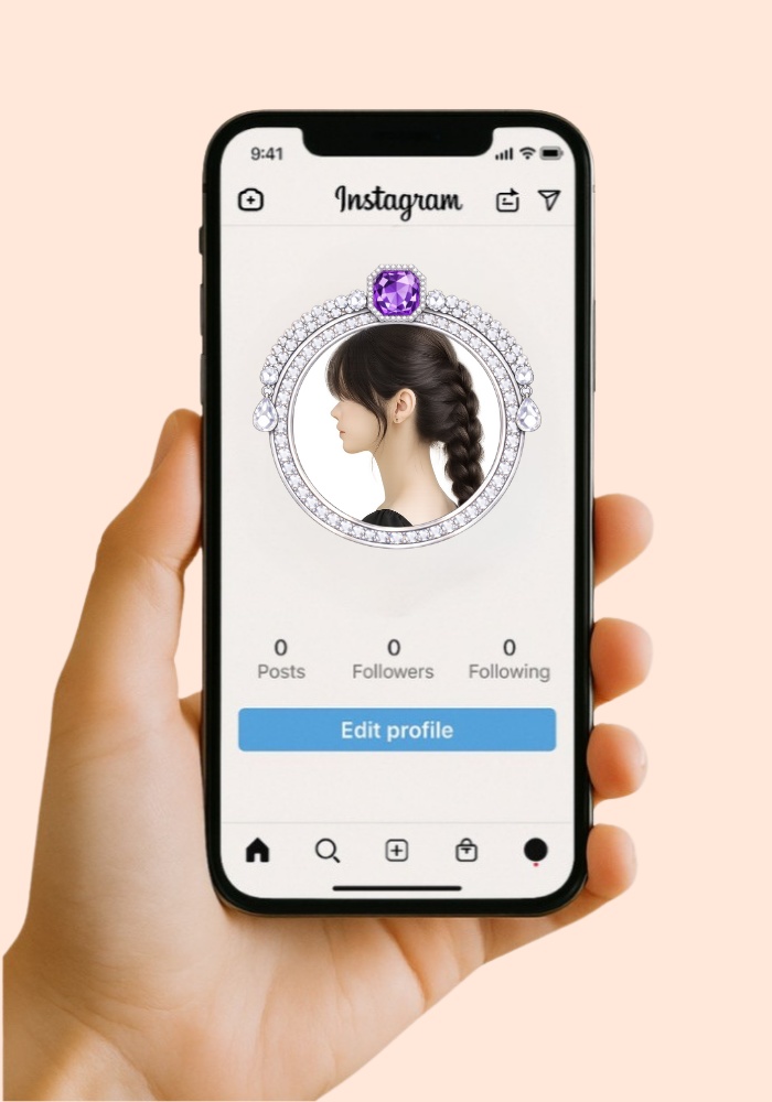 【アイコンリング】ラベンダージュエリー姫リング3点セット 透過PNG。ティアラ&フリルフレーム