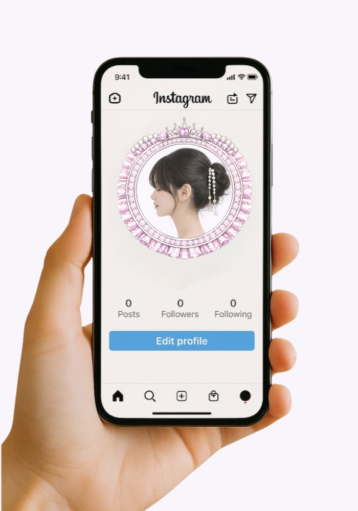 【アイコンリング】ピンクフリルティアラ姫リング 透過PNG。ハートジュエリーフレーム
