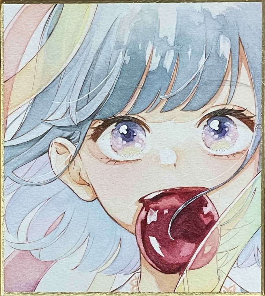 【透明水彩原画】 りんご飴