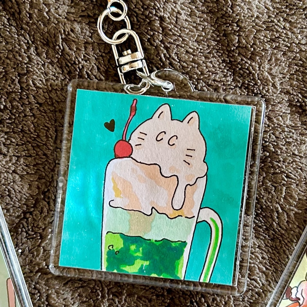 クリームソーダねこちゃんキーホルダー