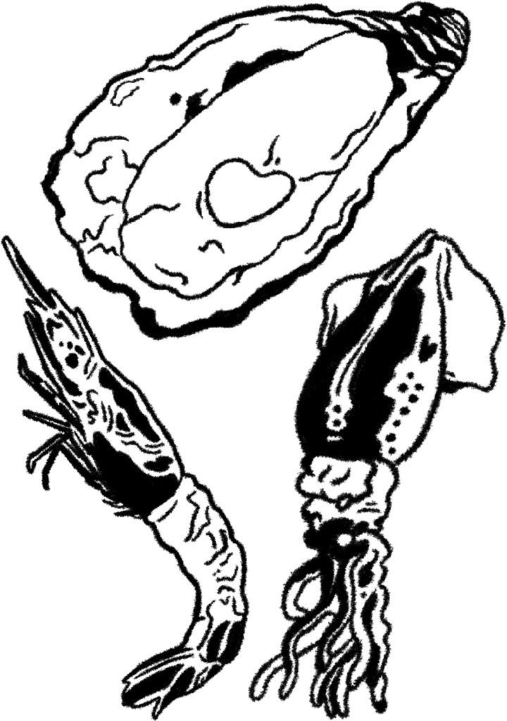牡蠣エビいかタトゥーシール