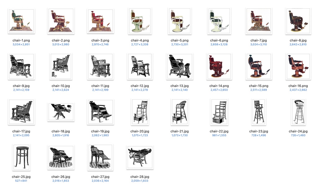 【クリップアート】お気に入りのバーバーのイラスト素材 【アンティーク・パブリックドメイン】