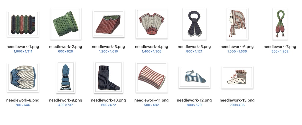 【クリップアート】楽しいドレスメーキングのイラスト素材 【アンティーク・パブリックドメイン】