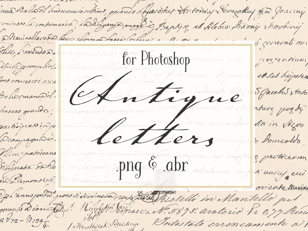 【無料】Photoshopブラシ　アンティークレター　Antiqueletters【png,abr】