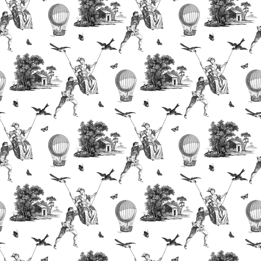 Toile de jouy シームレスパターンとモチーフ【png,pat】