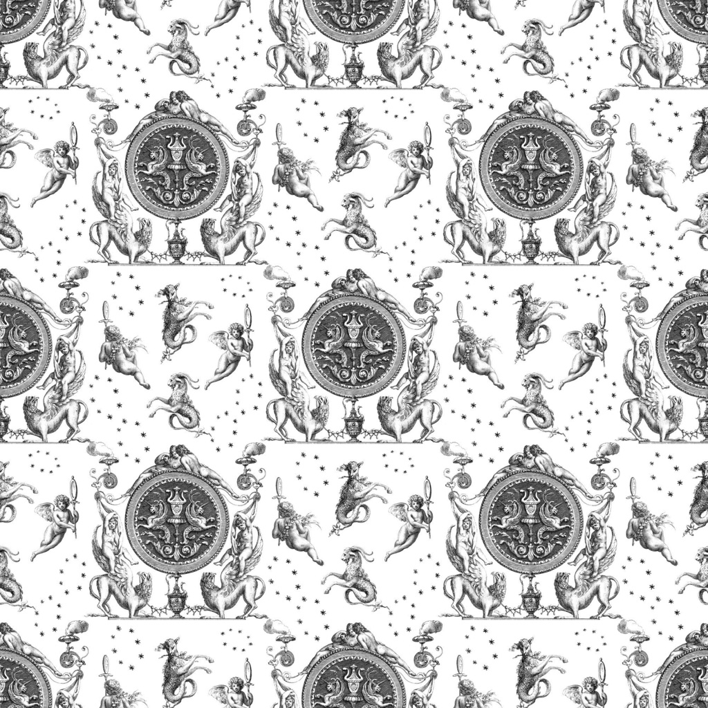 Toile de jouy シームレスパターンとモチーフ【png,pat】