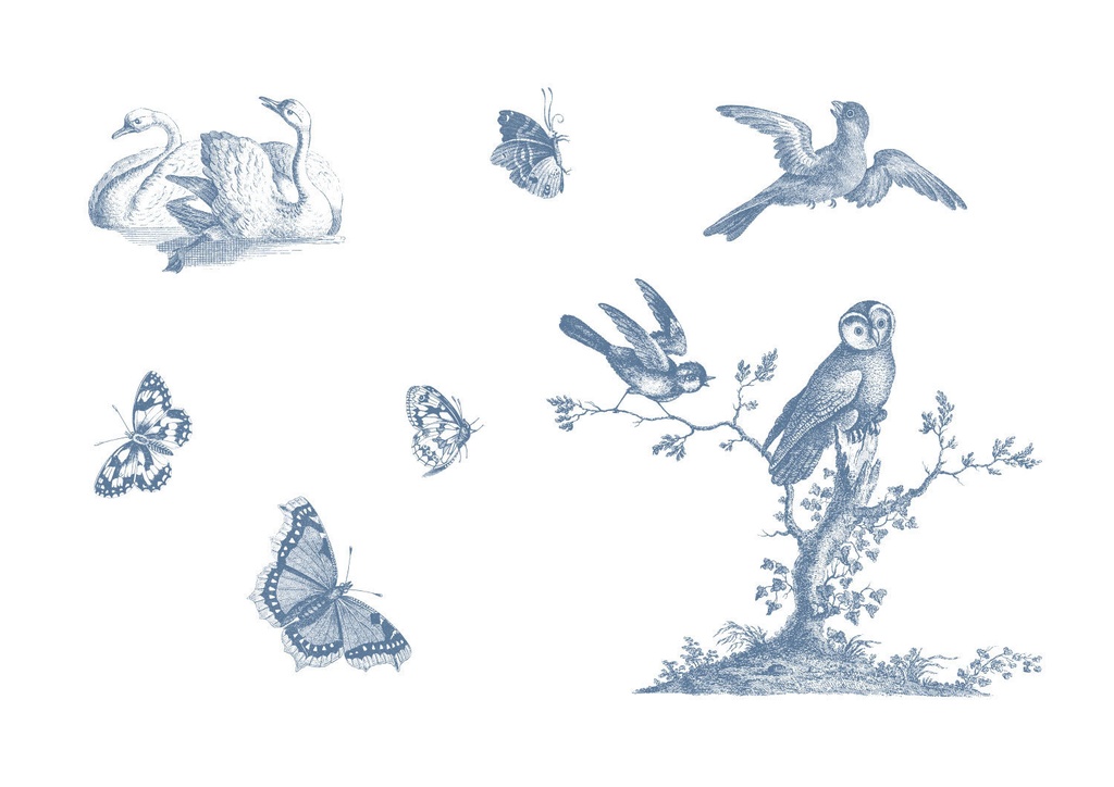 Toile de jouy シームレスパターンとモチーフ【png,pat】
