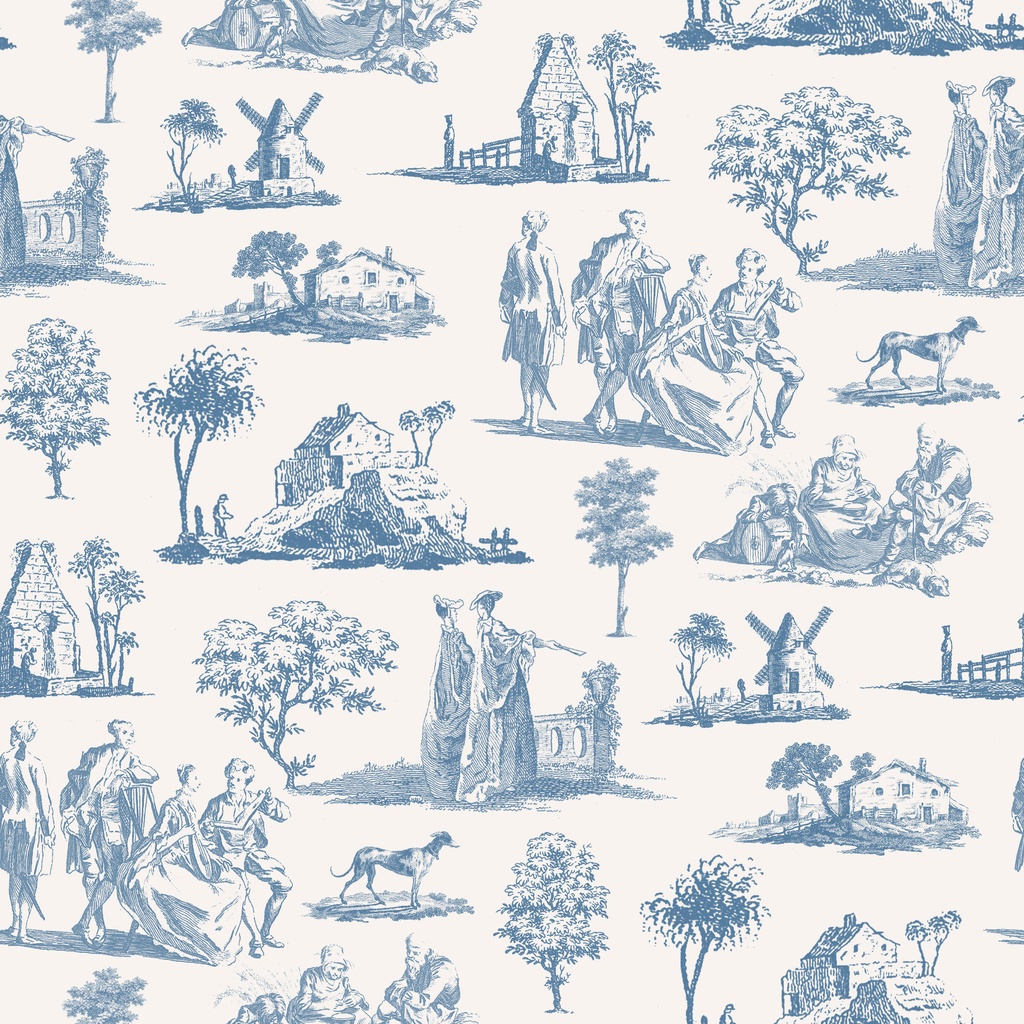 Toile de jouy シームレスパターンとモチーフ【png,pat】