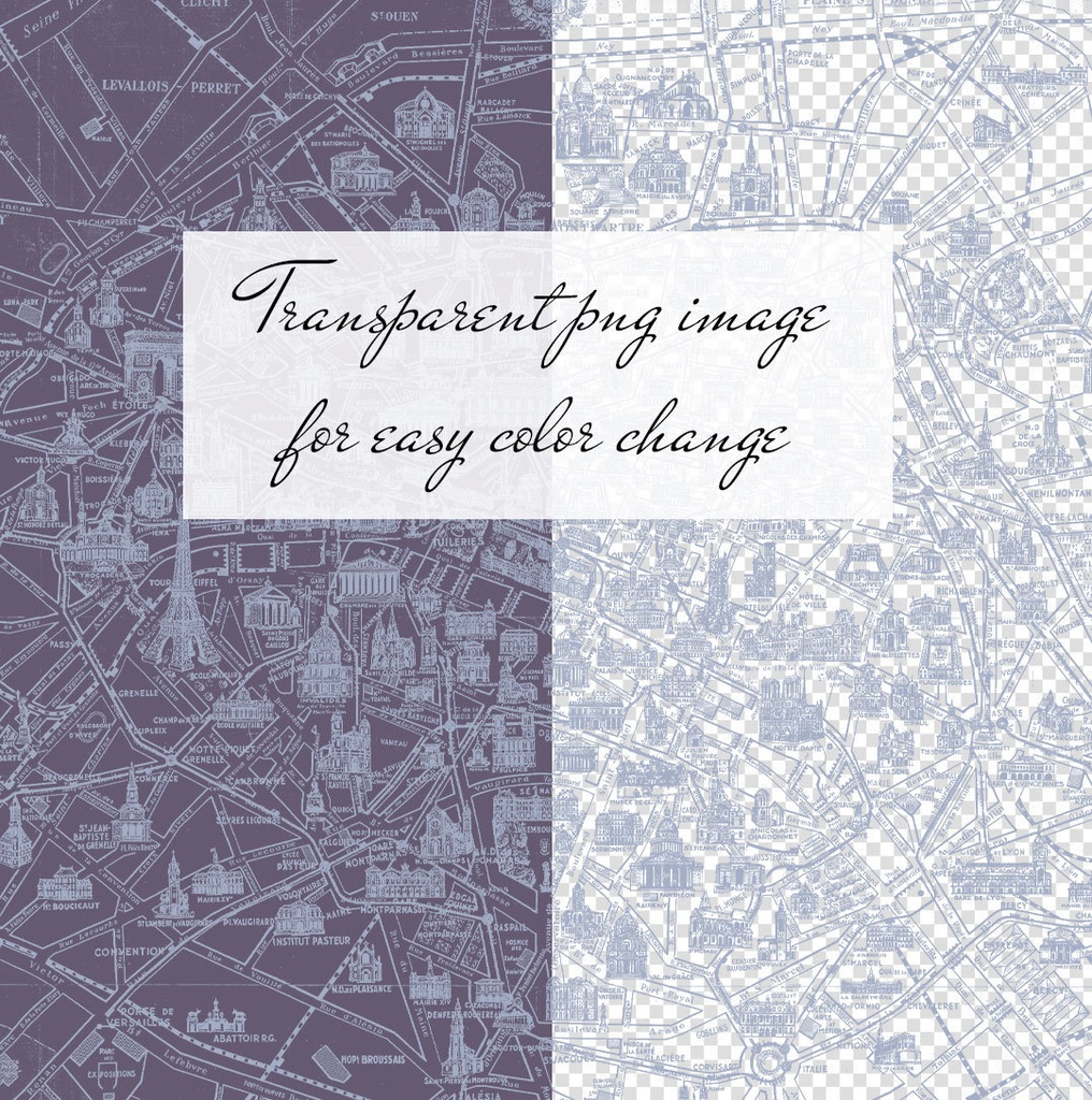 【Photoshopブラシ】パリの地図 Map of Paris, lovely France【png,abr】