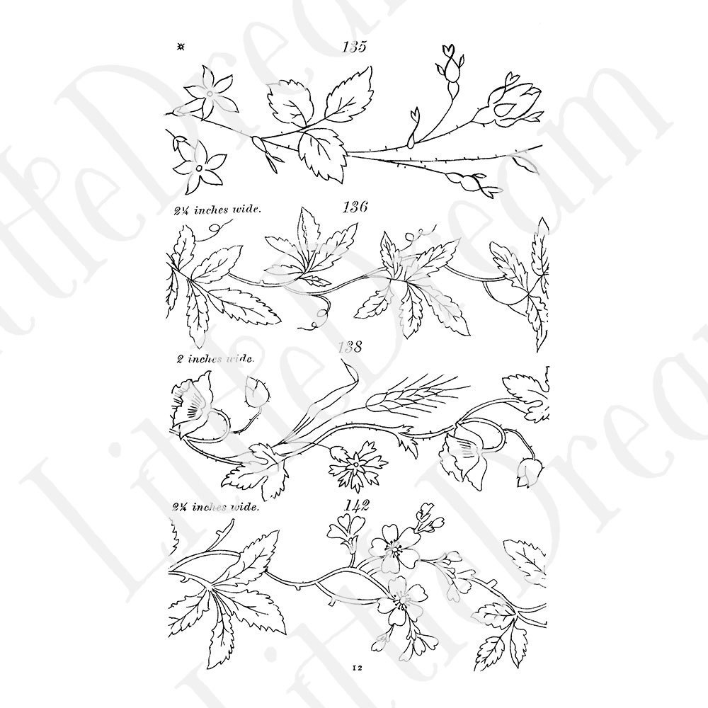 【刺繍図案】アンティーク刺繍図案 Antique embroidery pattern【jpg,pdf】