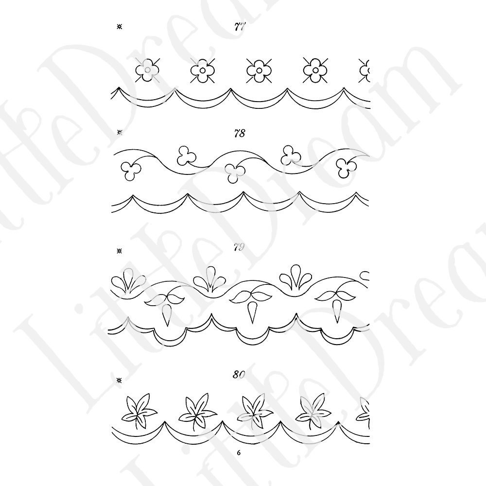 【刺繍図案】アンティーク刺繍図案 Antique embroidery pattern【jpg,pdf】