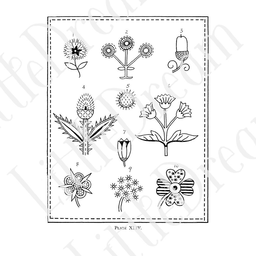 【刺繍図案】アンティーク刺繍図案 Antique embroidery pattern【jpg,pdf】