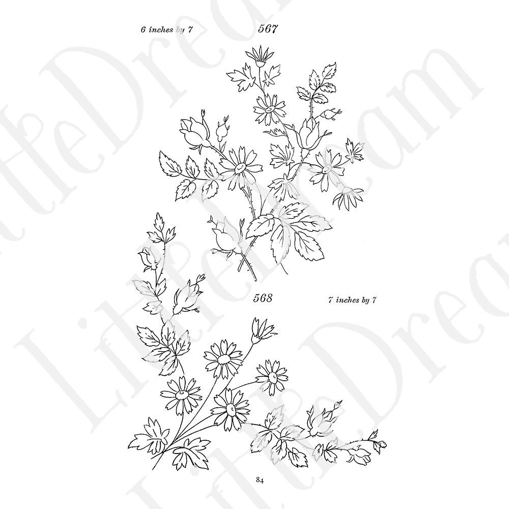 【刺繍図案】アンティーク刺繍図案 Antique embroidery pattern【jpg,pdf】