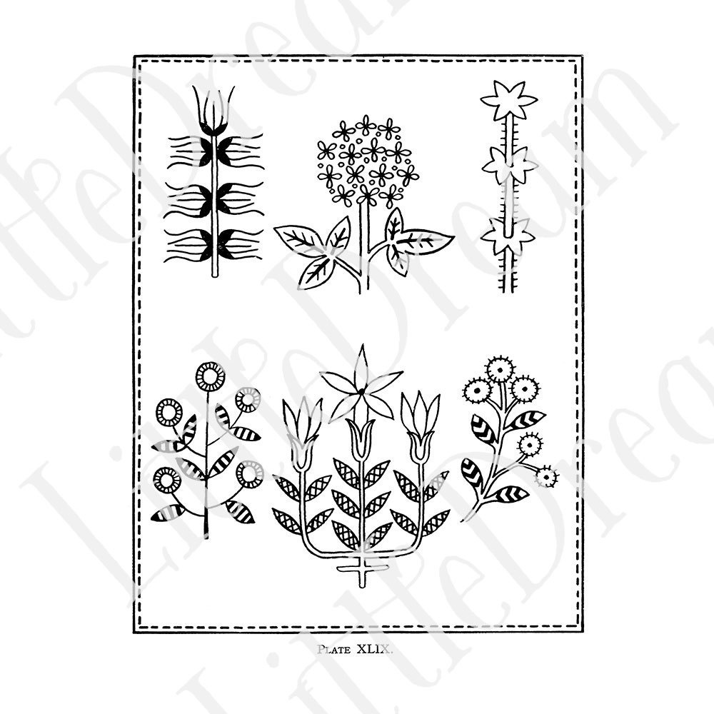 【刺繍図案】アンティーク刺繍図案 Antique embroidery pattern【jpg,pdf】
