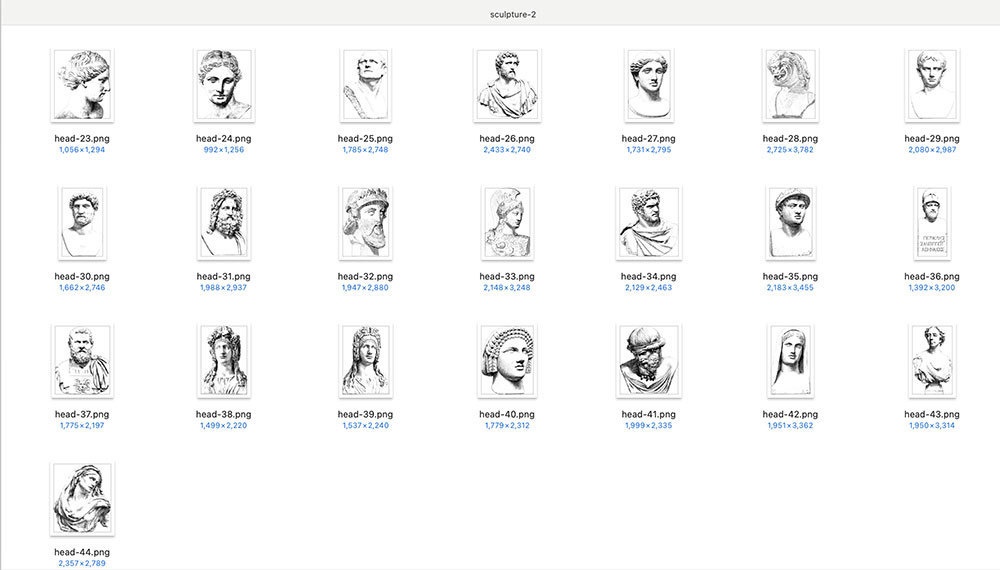 【Photoshopブラシ】Historic Sculuptures 歴史的な彫刻 83枚【png,abr】