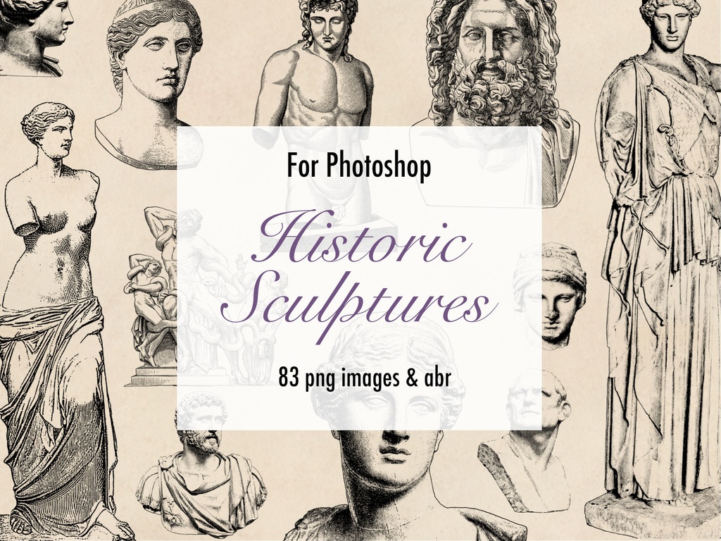 【Photoshopブラシ】Historic Sculuptures 歴史的な彫刻 83枚【png,abr】